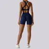 Roupa Esportiva Feminina Lulu Cruzada Mesmo Estilo Nude à Prova de Choque para Treinamento Fitness ao Ar Livre Pilates Yoga