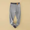 Calça Térmica Infantil de Veludo Alemão Q21 para Roupa de Baixo, Leggings Espessados com Forro de Fleece Outono e Inverno para Meninos e Meninas
