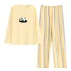 Pijama de algodón puro al por mayor transfronterizo para mujer, nuevo modelo otoño e invierno 2026, manga larga, cuello redondo, se puede usar afuera, conjunto de ropa de casa para mujer