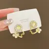 Pendientes de plata s925 con forma de ojo de gato y aguja, con temperamento femenino, geométricos, con un toque de amor, pendientes coreanos al por mayor.