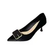 Zapatos de tacón alto para mujer con tacón fino, nuevo modelo otoño 2026, zapatos profesionales cómodos, elegante punta fina con hebilla cuadrada, zapatos de trabajo estilo francés