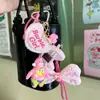 Chaveiro Criativo DIY Laço de Tecido Rosa Miu Fofo Exquisito Pingente para Mochila Escolar Pequeno Pingente para Celular