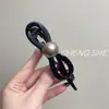 Pinza de Presión de una Palabra con Perla y Lazo para el Cabello para Mujer 2024 Nuevo Pasador Retorcido Pinza de Disco para la Parte Trasera del Cabello Accesorios para el Cabello
