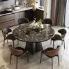 Conjunto de mesa de jantar extensível e dobrável em mármore natural minimalista italiano para espaços pequenos com um toque de luxo para uso doméstico