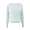 Estilo Relaxado Sexy Manga Longa Ombro Caído Tricô Feminino Gola Redonda Pulôver Cor Sólida Camisa Básica Moda Versátil Top Solto