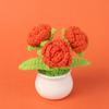 Tejido de Hilo Transfronterizo Flor de Rosa Simulada Planta en Maceta Hecha a Mano con Ganchillo Decoración de Escritorio para Coche Regalo de San Valentín Ramo
