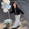 Conjunto de Dos Piezas para Niñas 2026: Chaqueta de Béisbol Nueva para Primavera y Otoño, Top de Manga Larga, Pantalones Casuales de Pierna Ancha
