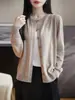 Cárdigan de Lana Clásico con Cuello Redondo para Mujer 2026, Prenda de Punto Holgada y Versátil para Abrigo, Chaqueta Suéter Fina de Primavera y Otoño