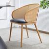 Silla de Comedor con Reposabrazos para Hogar, Restaurante, Cafetería, Silla de Ratán Hecha a Medida para Bar, Casa de Huéspedes, Tejido de Ratán con Hierro Forjado