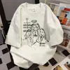 Nova Blusa Solta de Verão 2025 Design de Nicho Estampa de Graffiti com Letras Manga Curta Camiseta Retro Americana para Mulheres