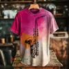 Moda Transfronteiriça Estampa de Padrão Artístico de Jazz Masculina Gola Redonda Manga Curta Estampa Digital 3D Feito Sob Medida, A Partir de Uma Peça