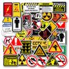 50 Adesivos Removíveis de Sinais de Alerta Mala Motocicleta Computador Copo de Água À Prova d'Água Grafite DIY