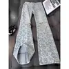 Jeans rasgados con estampado integral de estrellas para hombre, estilo americano, geniales y elegantes, sensación de alta gama, diseño de nicho, pierna recta, ligeramente acampanados