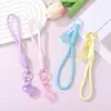 Lanyard de estrela de gelatina criativo para celular, chaveiro, acessório DIY, conta artesanal, corda trançada anti-perda, decoração de bolsa