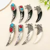 Mistura de 8 Estilos Étnicos Vintage Pingentes de Dente Xizang Prata Resina Inlay Brincos Colares DIY Acessórios de Joias Caseiros