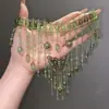 Collar Verde Brillante Estilo Bosque con Diamantes Completos, Lujo Ligero de Nicho, Diseño Exquisito y de Alta Gama, Cadena de Clavícula de Moda y Versátil para la Noche
