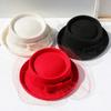 Otoño e Invierno elegante sombrero de copa femenino tocado de banquete femenino rizado encaje lazo malla sombrero de pintor boina retro
