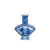 Porcelana de Jingdezhen Recipiente de Flor de Abóbora Garrafa Plana Inovadora Paisagem Azul e Branco Pássaro e Humano Vaso Decorativo Retrô Prateleira Antiga