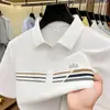 Camiseta Masculina de Nylon Manga Curta Lapela Verão Nova Casual Meia Manga para Homens de Meia-Idade e Idosos Camisa Polo