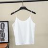 Camisola de gasa para mujer, camiseta holgada de verano con cuello en V, top corto sin mangas a la moda
