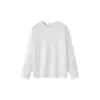 Camiseta Pesada 300g Masculina Manga Longa Básica Retro Americano Casual Cor Lisa Algodão Puro Gola Redonda Camisa Base Primavera & Outono Branco