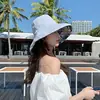 Chapéu Florido Japonês de Dupla Face para Mulheres, Chapéu de Pescador de Algodão e Linho com Aba Larga para Cobrir o Rosto no Verão, Chapéu de Sol Uv com Proteção Solar