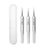 Set de 4 Piezas de Agujas para Acné, Aguja para Acné, Pinza para Acné, Pinzas para Extracción de Puntos Negros, Aguja para Puntos Negros de Acero Inoxidable, Aguja para Acné de Doble Punta