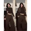 Jaqueta Moletom Casual com Capuz Marrom para Mulheres 2026 Novo Top Esportivo Outono Conjunto de Moletom para Mulheres
