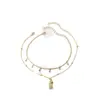 Pulseira Europeia e Americana Transfronteiriça de Ouro 18K com Pingente de Diamante Abacaxi Cruz Retro Simples Conjunto de 2 Peças Joias Amazon
