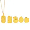 Collar Colgante Gato de la Suerte Labubu Hielo Brillante Oro Brillante 24K para Mujer, Mismo Estilo que Tienda de Oro Puzuo
