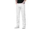Nuevos Jeans Blancos para Hombre 2026, Gama Alta Ajustados, Pierna Recta Suelta, Pantalones Blancos Puros Casuales para Hombre