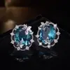 Brincos de Tarraxa Oval com Zircônia Folha de Bordo Retrô Estilo Floresta Nicho Sensação de Alto Padrão Leve Luxo Temperamento Versátil para o Dia a Dia Brincos de Pedra Preciosa para Mulheres