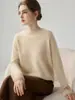 Suéter 100% Caxemira Pura Feminino Outono Inverno Novo Estilo Bainha Dobrada Gola Redonda Pulôver Ombro Normal Amigo da Pele Costurado Macio Camada Base Top