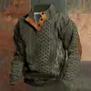 Moda masculina transfronteriza nueva sudadera casual de manga larga con estampado de textura retro sin cabeza sudadera de calle para hombre