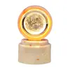 Bola de Cristal Transfronteiriça Base Giratória com Textura de Madeira Luminária Noturna Brilhante Lâmpada do Céu Estrelado 3D Decoração de Mesa Presente Criativo de Feriado