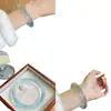 Pulsera de Barra Redonda de Cuarzo Tipo Hielo Natural de Alta Calidad al por Mayor, Calcedonia Azul, Pulsera de Agua Clara Azul