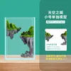 Ciudad del Cielo Pecera Ecológica Montaña de Pared Paisajismo Vidrio Ultra Transparente Mini de Escritorio Piedra Artificial Paisajismo Cangrejo Ermitaño