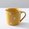 Caneca de cerâmica fofa com marca de bolinhas 200ml personalidade criativa tendência copo de água casa leite café da manhã xícara de café