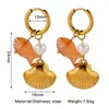 Pendientes Transfronterizos de Acero Inoxidable Estilo Océano Pendientes de Concha de Perla Estrella de Mar Estilo Ins Pendientes de Moda para el Trabajo Chapados en Oro de 18K