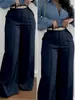 Pantalones de Traje de Mujer Europeos y Americanos Transfronterizos con Botón y Cremallera, Bolsillo, Color Sólido, Largos, Casual, Oficina, Viaje, Pantalones de Mujer al por Mayor