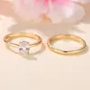 Anillos de Pareja Rongxing Estilo Minimalista de Lujo Ligero Transfronterizos, Piedra Ovalada Engaste de Cuatro Garras Acompañada de Banda Lisa Lisa, Estilo Versátil