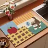 Jogo Americano Resistente ao Calor, à Sujeira e Antiderrapante, Tapete para Tábua de Facas de Cozinha, Tapete Drenante de Cozinha Gato da Sorte, Absorvente de Água e Óleo, Tapete Doméstico para Bancada