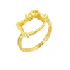 Anel Gato Kt Vazado Estilo Xiaohongshu Ouro de Areia Desenho Animado Hello Kitty Anel Aberto Feminino Pulseira