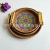 Cesta de frutas tejida de ratán, cesta de pan tejida, bandeja para aperitivos, mesa de café, bandeja para pasteles, cesta de almacenamiento de escritorio