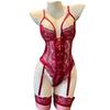 Ropa Interior Sexy Estilo Deseo Puro Chaleco de Tirantes Ajustado Uniforme Todo en Uno Sexy Encaje Tirantes Calado Traje Todo en Uno