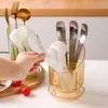 Portapalillos de escritorio de cocina multifuncional, Estante transparente desmontable para almacenamiento de palillos, Portacucharas