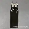 Vestido de mujer transfronterizo europeo y americano con tirantes, flores tridimensionales, elegante vestido bandage ajustado, vestido de noche de fiesta estilo socialité