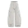 Pantalones Cargo de Diseño High Street con Silueta de Cimitarra para Hombre, Estilo Trendy Desgastado con Bolsillos Grandes, Pantalones Sueltos de Pierna Ancha