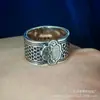 Anillo Vintage de Granate Pixiu para Hombre, Anillo Individual de Plata Tailandesa con Sutra del Corazón para Hombre, Anillo Abierto de Corindón Rojo Sapo Dorado al por Mayor