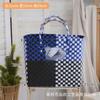 Bolsa Tejida de Plástico para la Celebración del Internet Tailandés 2025 Bolso de Mano Cesta con Bolsa Tejida Color de Contraste Cuadros Bolso de Playa de Nicho para Vacaciones